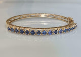 5ct Round Cut Blue Sapphire Filigree Bracelet 14K Yellow Gold Finish