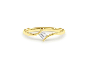 Minimalist Engagement Ring 0.35ct Baguette Cut Diamond 14k Yellow Gold Finish