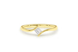 Minimalist Engagement Ring 0.35ct Baguette Cut Diamond 14k Yellow Gold Finish