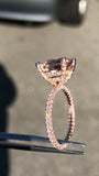 5Ct Cushion Peach Morganite Hidden Dual Halo Engagement Ring 14K Rose Gold Over