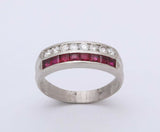 2ct Princess Pink Ruby Wedding Band Dual Row Half Eternity 14k White Gold Finish