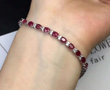 20ct Oval Cut Pink Ruby Diamond Elegant Tennis Bracelet 14k White Gold Finish