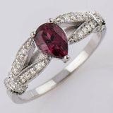 3Ct Pear Cut Pink Ruby Diamond Split Shank Engagement Ring 14K White Gold Finish