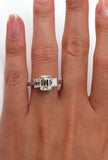 2.5Ct Emerald Cut Diamond Solitaire Trilogy Engagement Ring 14K White Gold Over