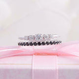 2ct Round Cut White Black Diamond Two Row Split Band Ring 14k White Gold Finish