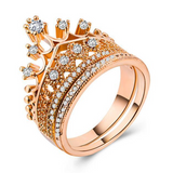 2.5ct Round Cut Diamond Engagement Ring 14k Rose Gold Finish Crown Wedding Set