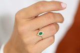 1.6ct Oval Cut Green Emerald Diamond Halo Engagement Ring 14k Yellow Gold Finish