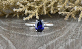 1ct Oval Cut Blue Sapphire Engagement Ring 14k White Gold Finish Rope Solitaire