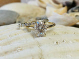 2.1ct Engagement Ring Oval Cut Diamond Bridal Set Band 14k Yellow Gold Finish