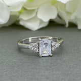 Accent Solitaire Engagement Ring 1.5ct Radiant Cut Diamond 14k White Gold Finish