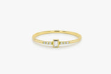 Thin Minimalist Engagement Ring 0.5ct Baguette Cut Diamond 14k YellowGold Finish