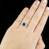 1Ct Round Cut Blue Sapphire Vintage Filigree Solitaire Ring 14K White Gold Over