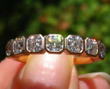 Bezel Set Half Eternity Wedding Band 2ct Asscher Cut Diamond 14k RoseGold Finish