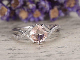 2ct Cushion Cut Peach Morganite Engagement Ring 14k WhiteGold Finish Split Shank