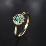 3Ct Princess Cut Green Emerald Sunburst Halo Engagement Ring 14K YellowGold Over