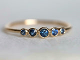 1ct Wedding Ring Band Round Cut Blue Sapphire Minimalist 14k Yellow Gold Finish