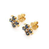 2ct Stud Earrings Oval Cut Blue Sapphire Geometric 14k Yellow Gold Finish