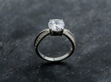 1.6ct Engagement Ring Oval Cut Diamond Split Shank 14k White Gold Finish