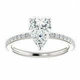 1.5Ct Pear Cut Diamond Solitaire with Accent Engagement Ring 14K White Gold Over