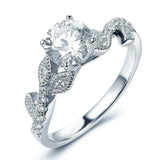 2.2ct Round Cut Diamond Leaf Milgrain Accents Solitaire Ring 14k White Gold Over