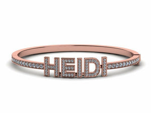 5ct Round Cut VVS1 Diamond Custom Name Line Bracelet Women 14k Rose Gold Finish