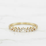 Stackable Half Eternity Wedding Band 0.6ct Round Cut Diamond 14k YellowGold Over