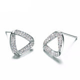 1.5ct Round Cut VVS1D Diamond Triangle Shape Stud Earrings 14k White Gold Finish