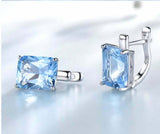 2.3ct Stud Earrings Radiant Cut Topaz Solitaire Latch Back 14k White Gold Finish