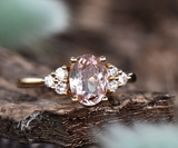 1.8ct Oval Cut Peach Morganite Engagement Ring Diamond Accent 14k Rose Gold Over