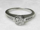 1.5ct Engagement Ring Round Cut Diamond Cluster Design 14k White Gold Finish