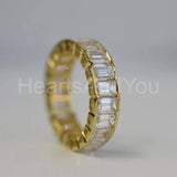 4ct Emerald Simulated Diamond Full Eternity Wedding Band 14k Yellow Gold Plated