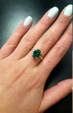 2.2ct Engagement Ring Oval Cut Green Emerald Solitaire 14k White Gold Finish