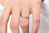 1ct Engagement Ring Pear Cut Diamond Open Band Bridal Set 14k Yellow Gold Finish