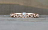 1ct Round Cut Diamond Wedding Band 14k RoseGold Over Dainty Milgrain Anniversary