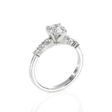 1.5ct Round Cut Diamond Solitaire Ring 14k White Gold Finish with Round Accents