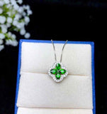 2.2ct Green Emerald Pendant Oval Cut Halo Stylish 14k White Gold Finish NO CHAIN