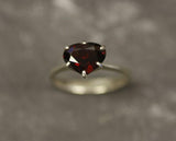 1.5ct Engagement Ring Heart Cut Red Garnet Solitaire Design 14k WhiteGold Finish