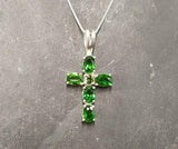 1.5ct Green Peridot Pendant Oval Cut Christ Cross 14k White Gold Finish NO CHAIN