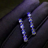 2ct Oval Cut Blue Sapphire Straight Drop Royal Earrings 14k White Gold Finish