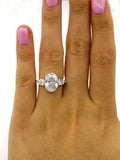 4Ct Oval Cut Diamond Trilogy Engagement Ring 14K White Gold Finish Pear Accents