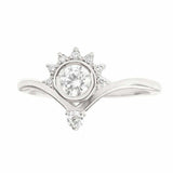 1.5ct Round Cut Diamond Engagement Ring Unique Crown Band 14k White Gold Finish