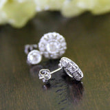 Art Deco Bridal Dangle Earrings 0.58ct Round Cut Diamond 14k White Gold Finish