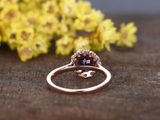 2ct Round Cut Purple Amethyst Engagement Ring Diamond Floral 14k RoseGold Finish