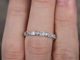 1.35ct Wedding Ring Band Baguette Cut Diamond Full Eternity 14k White Gold Over