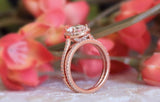 Halo Bridal Set Engagement Ring 1.5ct Round Cut Diamond 14k Rose Gold Finish