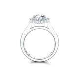 Halo Solitaire with Accent Engagement Ring 2ct Round Diamond 18k White Gold Over