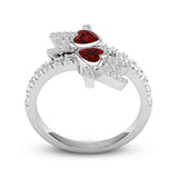 3Ct Heart Cut Red Garnet Diamond Stylish Stackable Ring 14K White Gold Finish