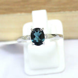 1.5ct Engagement Ring Oval Cut London Blue Topaz Trilogy 14k White Gold Finish