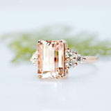 4ct Emerald Morganite Engagement Ring 14k RoseGold Over Solitaire Diamond Accent