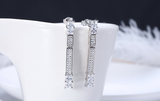 3ct Princess Cut Diamond Classic Women Long Drop Earrings 14k White Gold Finish